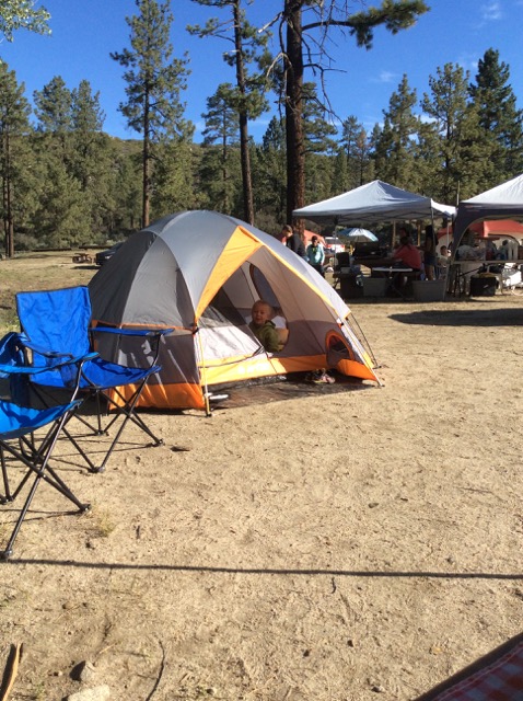 A photo of Hiatt in the tent